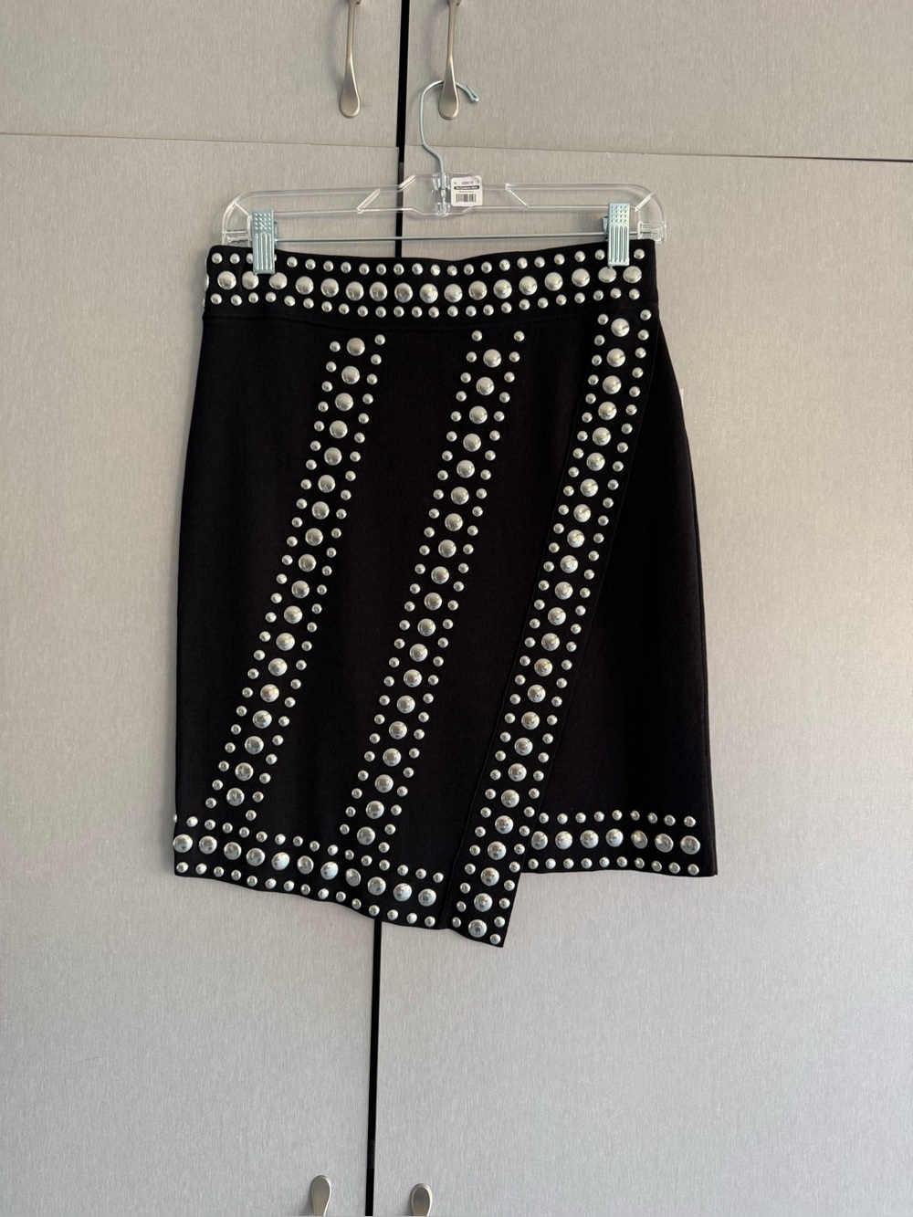 Emerald Black Mini Skirt with Silver Stud Detailing